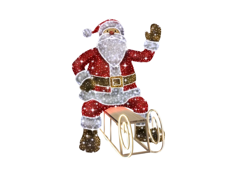 led santa na saniach
